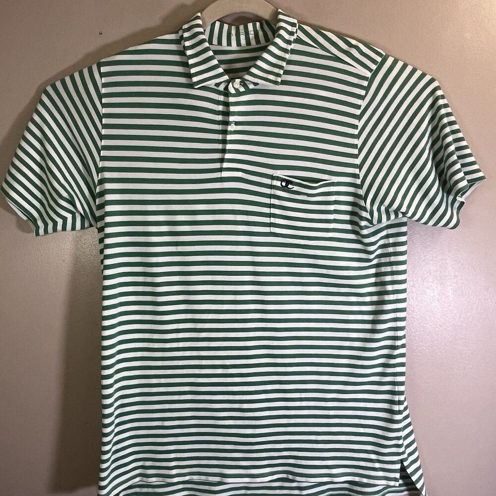 B.Draddy Polo Shirt Men's XL Cotton Stretch Green Striped Old Chatham Golf